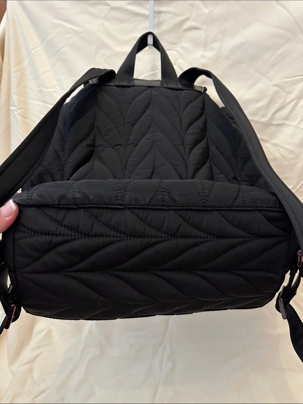 kate spade Quilted Black Nylon Drawstring Backpack